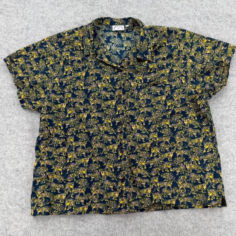 Kirrin Finch Tiger Androgynous Cabana Camp Button Down Shirt Size 3X-Large